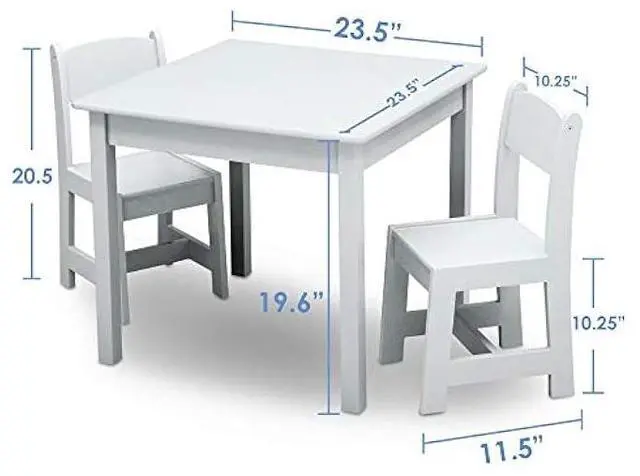 Alt view image 3 of 5 - Delta Children MySize Kids Wood Table and Chair Set (2 Chairs Included) - Ideal for Arts & Crafts, Snack Time, & More - Greenguard Gold Certified, Bianca White, 3 Piece Set