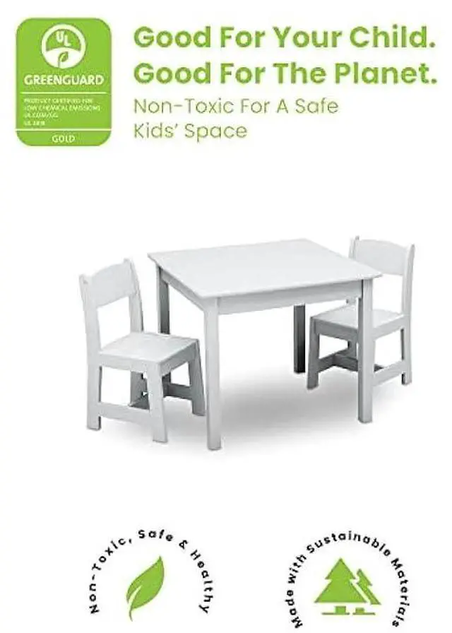 Alt view image 5 of 5 - Delta Children MySize Kids Wood Table and Chair Set (2 Chairs Included) - Ideal for Arts & Crafts, Snack Time, & More - Greenguard Gold Certified, Bianca White, 3 Piece Set