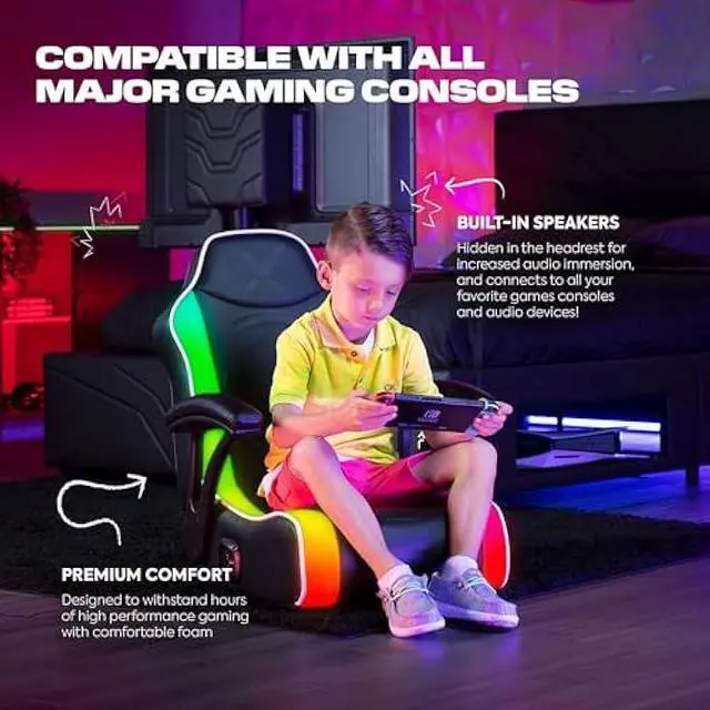 Alt view image 4 of 6 - X Rocker Video Gaming Floor Rocker Chair, Built-in Audio, Back to School, Foldable, for Gamers, Bedroom, or Game Room for Boys, Girls, Teens 5-17