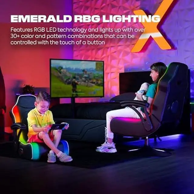 Alt view image 5 of 6 - X Rocker Video Gaming Floor Rocker Chair, Built-in Audio, Back to School, Foldable, for Gamers, Bedroom, or Game Room for Boys, Girls, Teens 5-17