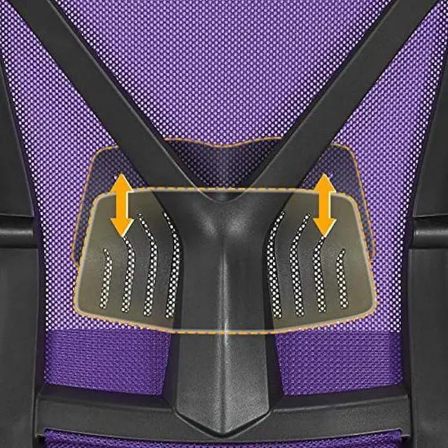 Alt view image 3 of 4 - Yaheetech Mesh Office Desk Chairs Ergonomic Task Chairs with Adjustable Lumbar Support Mid Back Swivel Chair Purple