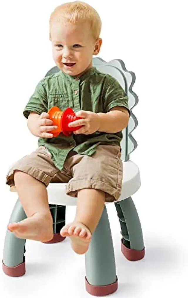 Alt view image 3 of 4 - Toddler Chair,Plastic Kids Dino Chair,Sturdy Durable and Lightweight Toddler's Activity Chairs,Anti-Slip Ergonomic Design Kids Step Stool,Indoor or Outdoor Use for Boys Girls Aged 1+ (Green)
