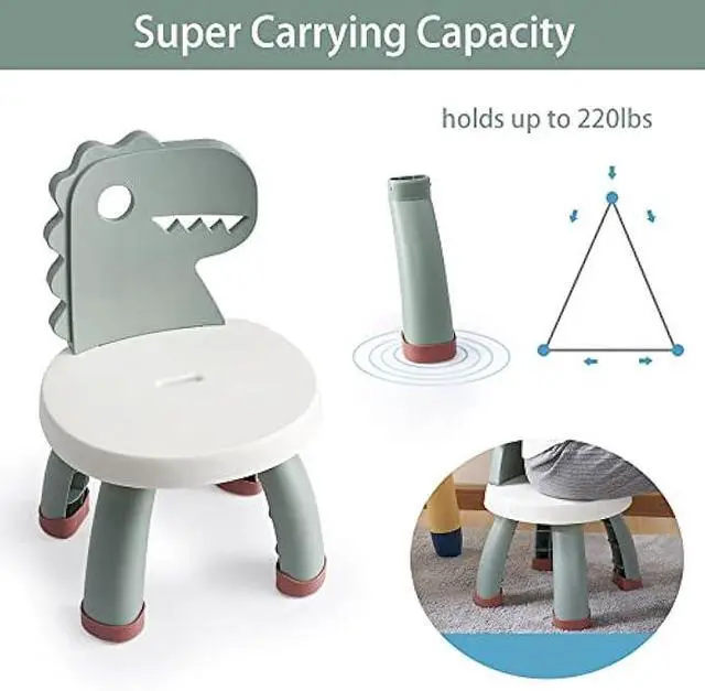 Alt view image 4 of 4 - Toddler Chair,Plastic Kids Dino Chair,Sturdy Durable and Lightweight Toddler's Activity Chairs,Anti-Slip Ergonomic Design Kids Step Stool,Indoor or Outdoor Use for Boys Girls Aged 1+ (Green)