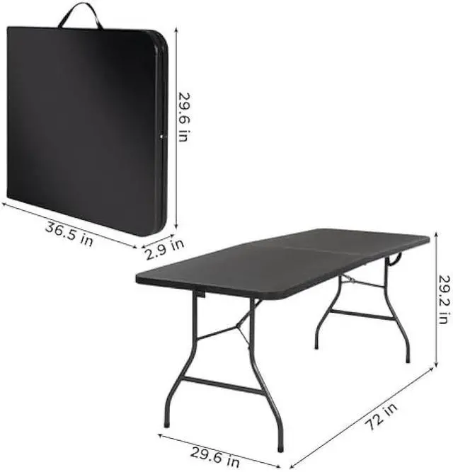 Alt view image 3 of 5 - COSCO Molded Folding Banquet Table w/Handle, 6ft, Black