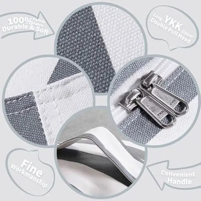 Alt view image 5 of 6 - WEKAPO Stuffed Animal Storage Bean Bag Chair Cover for Kids | Stuffable Zipper Beanbag for Organizing Children Plush Toys Large Premium Cotton Canvas (Grey, X-Large)