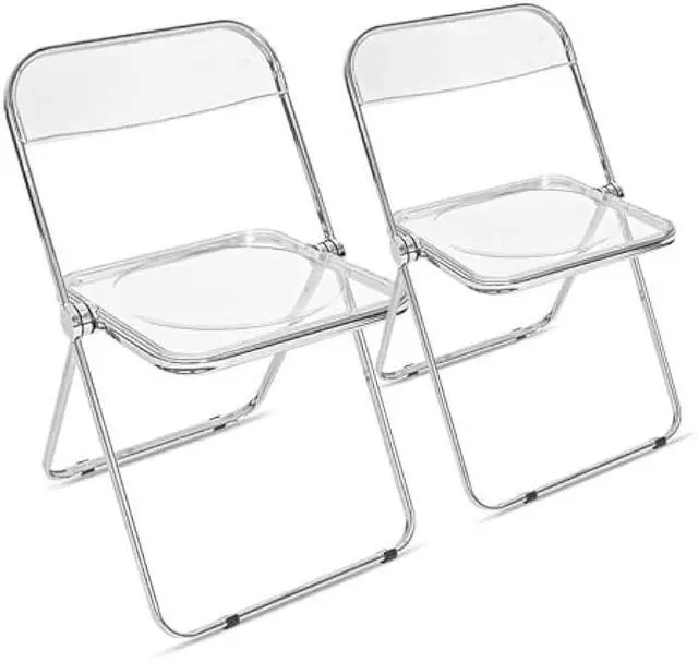 Main image of Canglong Folding Chair 2 Pack, Foldable Chairs with Sturdy Metal Frame, Portable Comfortable Plastic Folding Chairs, Indoor and Outdoor, for Home, Office, Party & Events, Set of 2, Transparent