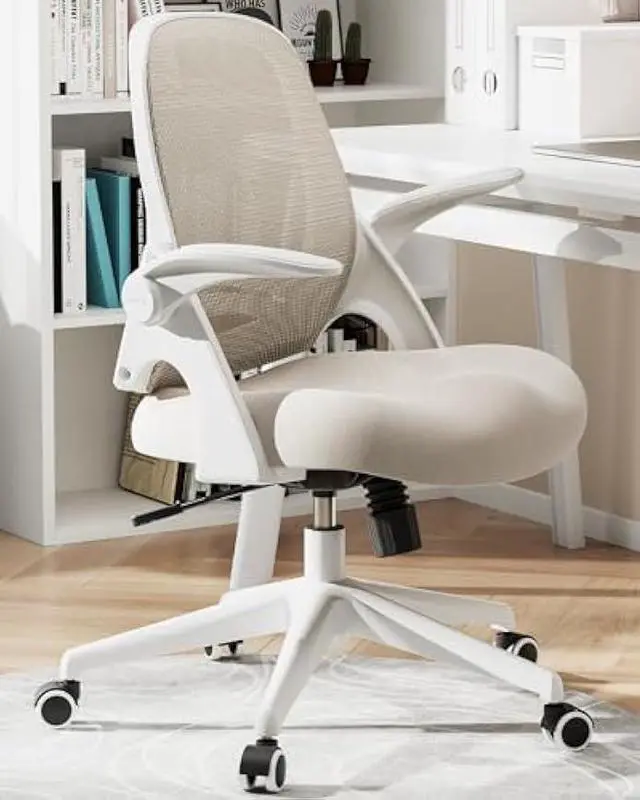 Hbada Office Desk Chair with Flip-Up Armrests and Saddle Cushion
