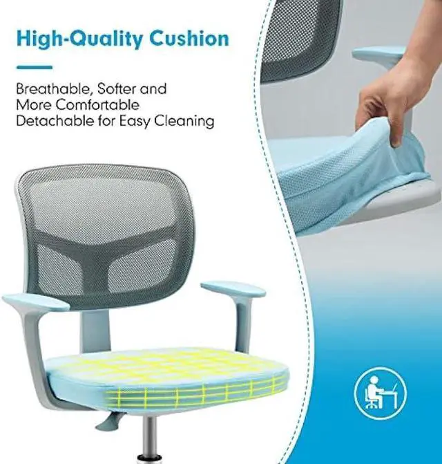 Alt view image 4 of 4 - Costzon Kids Desk Chair, Adjustable Children Study Computer Chair with Arms & Wheels, Student Swivel Rolling Task Chair, Ergonomic Kids Office Chair for Boys Girls Age 4-12, Home Bedroom School, Blue