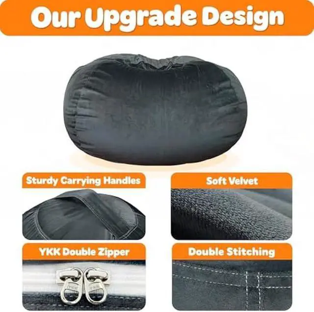 Alt view image 4 of 6 - Lukeight Stuffed Animal Storage Bean Bag Chair Cover - Premium Velvet Organizer with YKK Zipper Holds 80+ Plush Toys, Washable Kids Room Decor (No Filling, X-Large)