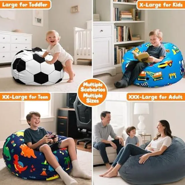 Alt view image 5 of 6 - Lukeight Stuffed Animal Storage Bean Bag Chair Cover - Premium Velvet Organizer with YKK Zipper Holds 80+ Plush Toys, Washable Kids Room Decor (No Filling, X-Large)