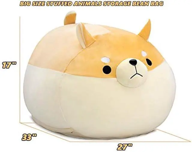 Alt view image 3 of 5 - Stuffed Animal Storage Bean Bag Chair Cover for Kids Yellow Dog Shiba Inu Bean Bag Chair for Girls Large Size Toy Organizer Cover Only Without Filling