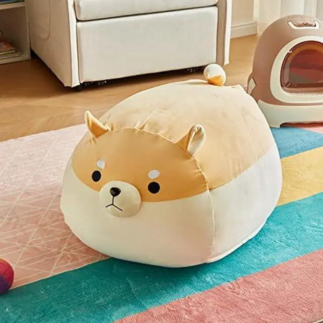 Alt view image 2 of 5 - Stuffed Animal Storage Bean Bag Chair Cover for Kids Yellow Dog Shiba Inu Bean Bag Chair for Girls Large Size Toy Organizer Cover Only Without Filling