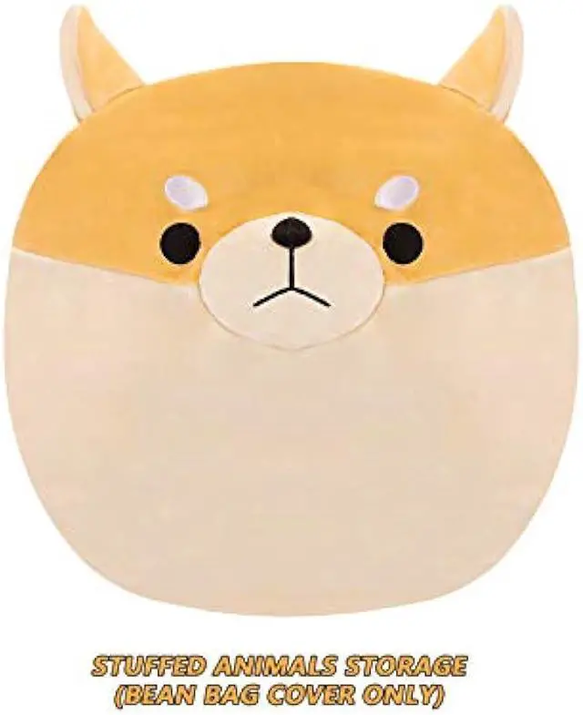 Alt view image 5 of 5 - Stuffed Animal Storage Bean Bag Chair Cover for Kids Yellow Dog Shiba Inu Bean Bag Chair for Girls Large Size Toy Organizer Cover Only Without Filling