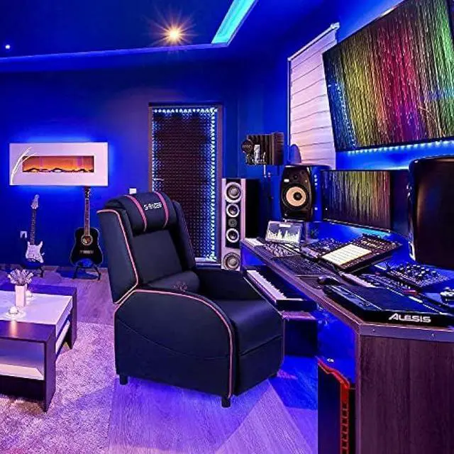 Alt view image 5 of 5 - Homall Gaming Massage Recliner Chair Racing Style Single Living Room Sofa Recliner PU Leather Recliner Seat Comfortable Ergonomic Home Theater Seating (Red)