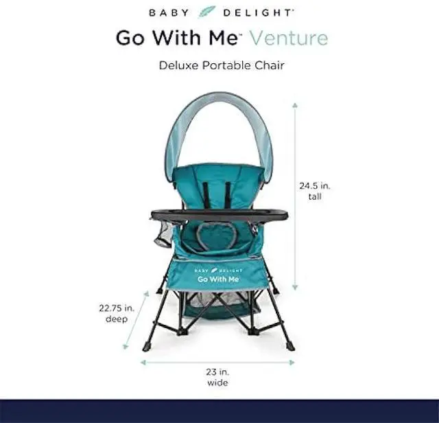 Alt view image 3 of 4 - Baby Delight Go with Me Venture Portable Chair | Indoor and Outdoor | Sun Canopy | 3 Child Growth Stages | Teal