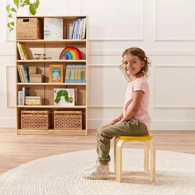 Alt view image 2 of 5 - ECR4Kids Bentwood Stackable Stools, Classroom Furniture, Assorted, 6-Piece