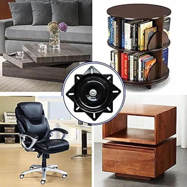 Alt view image 7 of 7 - 2Pack Heavy Duty Bar Stool Swivel Plate, 6Inch Chair Base With Solid Ring of Ball Bearings, 400lbs Capacity Replacement Seat Parts Lazy Susan Hardware for Barstools Recliner Chair Boat