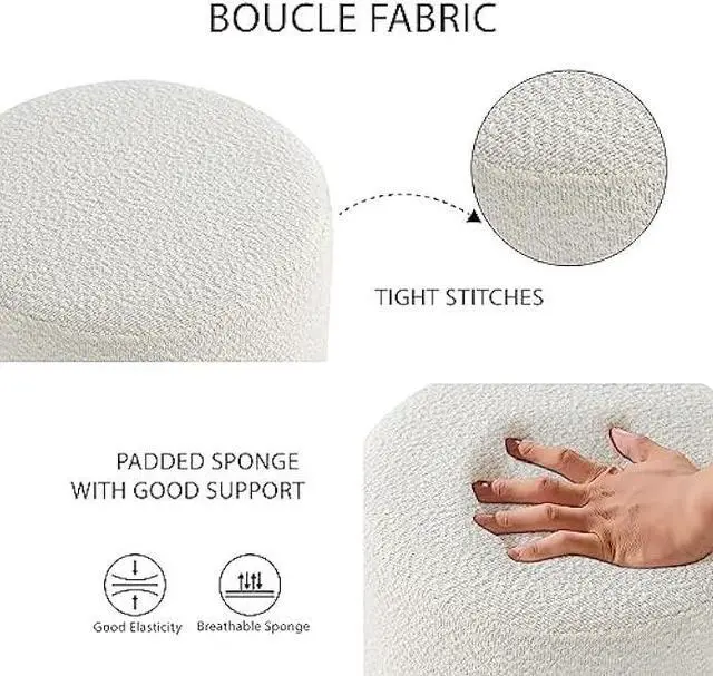 Alt view image 4 of 6 - Get Set Style Modern Round Ottoman with Soft Padded Seat, Multifunctional Vanity Chairs for Makeup, Upholstered Footrest Stool Ottoman Foot Stool for Living Room, Bedroom, Welcome to consult