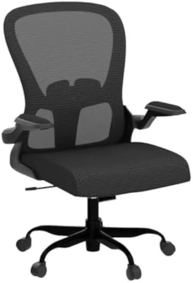 Alt view image 5 of 5 - Ergonomic Office Chair, Comfort Swivel Home Office Task Chair, Breathable Mesh Desk Chair, Lumbar Support Computer Chair with Flip-up Arms and Adjustable Height, Welcome to consult