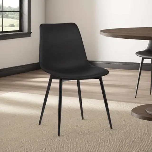 Alt view image 2 of 4 - Armen Living Monte Dining Chair in Black Faux Leather and Black Powder Coat Finish,LCMOCHBLACK, Black, Welcome to consult