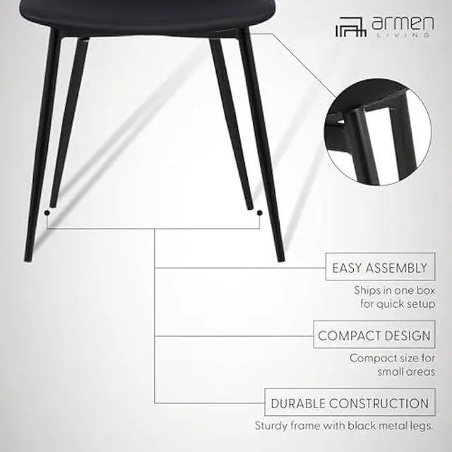 Alt view image 4 of 4 - Armen Living Monte Dining Chair in Black Faux Leather and Black Powder Coat Finish,LCMOCHBLACK, Black, Welcome to consult