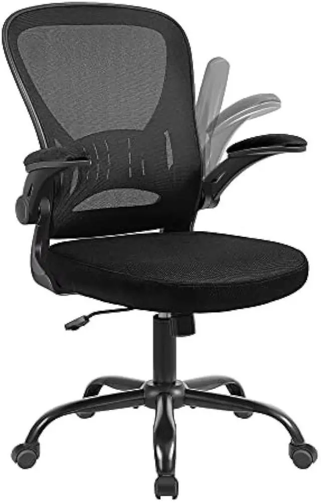 Main image of Youhauchair Mesh Office Chair, Ergonomic Computer Chair with Flip-up Arms and Lumbar Support, Height Adjustable Home Office Desk Chairs, Black, Welcome to consult