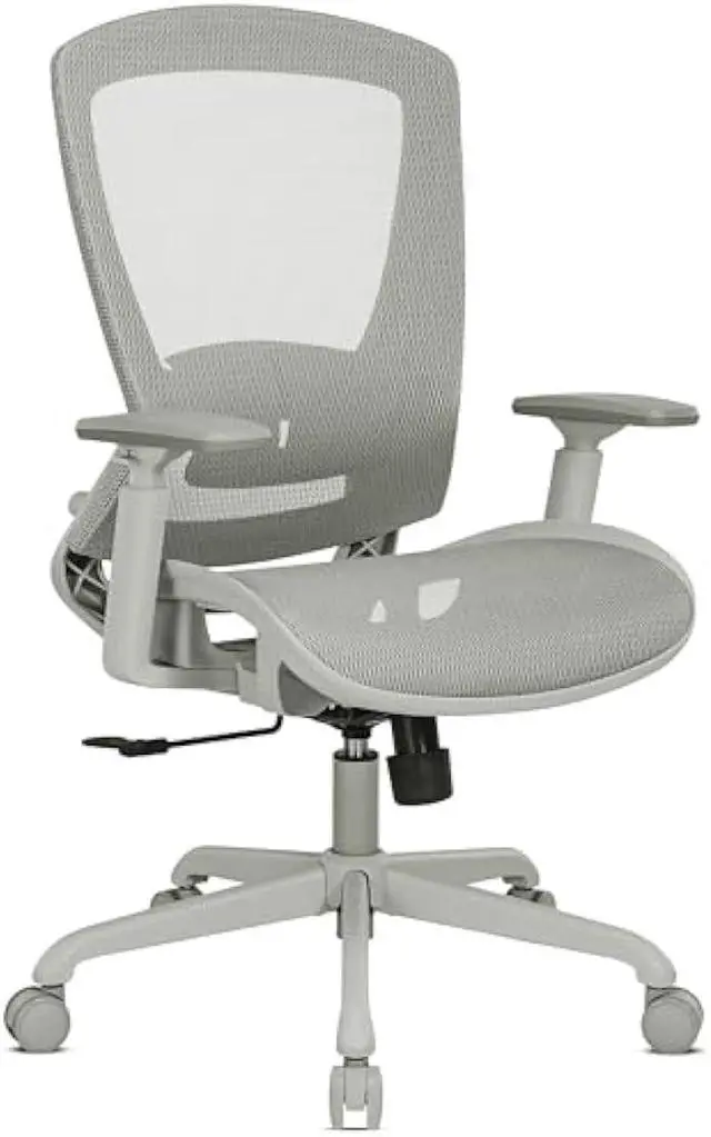 Main image of ELABEST Mesh Office Chair,Ergonomic Computer Desk Chair,Sturdy Task Chair- Adjustable Lumbar Support & Armrests,Tilt Function,Comfort Wide Seat,Swivel Home Office Chair (Grey Frame Grey Mesh)