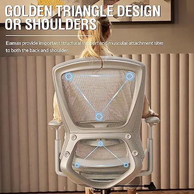 Alt view image 4 of 6 - ELABEST Mesh Office Chair,Ergonomic Computer Desk Chair,Sturdy Task Chair- Adjustable Lumbar Support & Armrests,Tilt Function,Comfort Wide Seat,Swivel Home Office Chair (Grey Frame Grey Mesh)