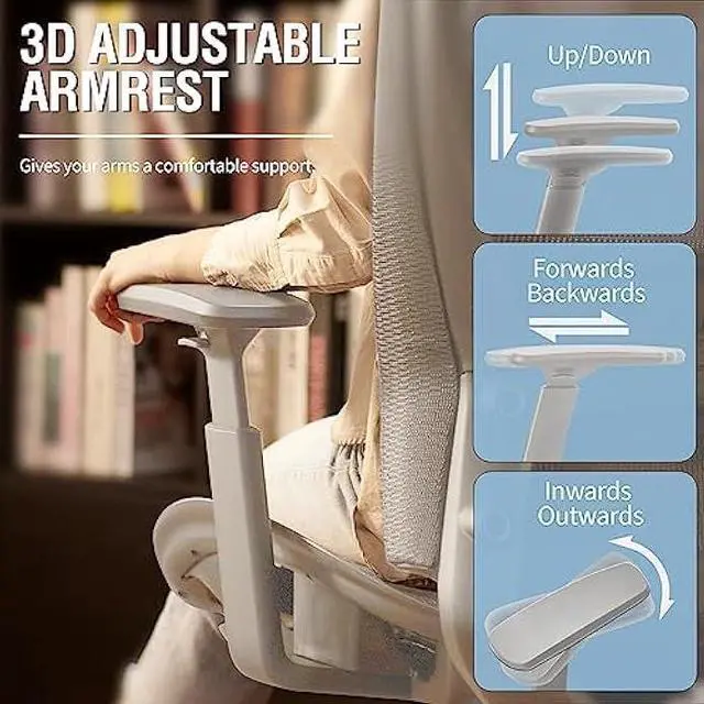 Alt view image 6 of 6 - ELABEST Mesh Office Chair,Ergonomic Computer Desk Chair,Sturdy Task Chair- Adjustable Lumbar Support & Armrests,Tilt Function,Comfort Wide Seat,Swivel Home Office Chair (Grey Frame Grey Mesh)