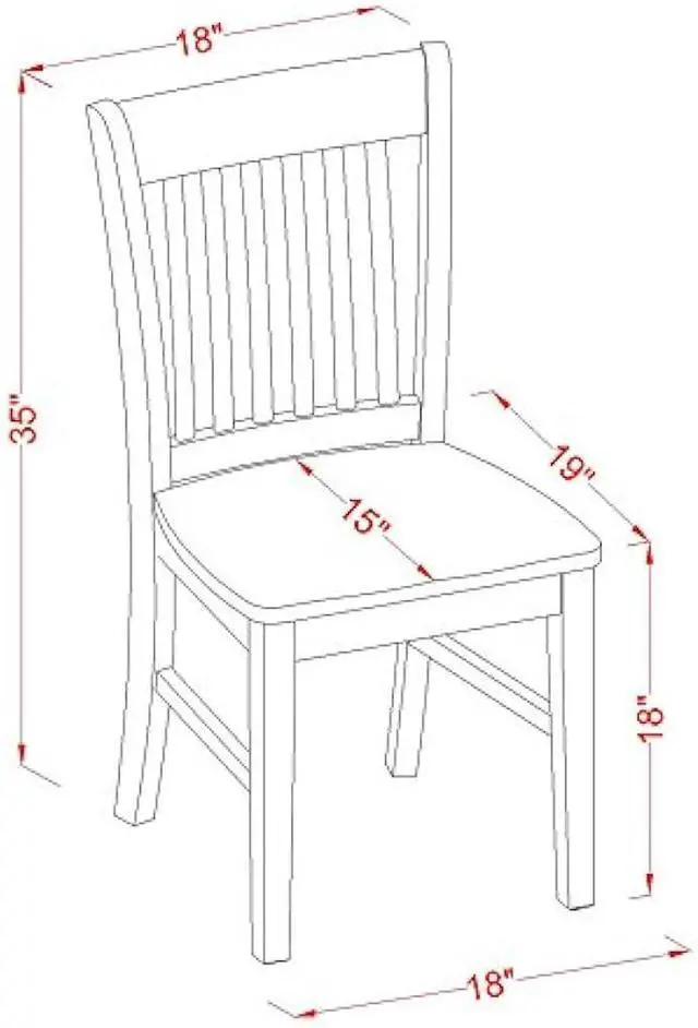 Alt view image 3 of 6 - East West Furniture Norfolk Dining Slat Back Wooden Seat Chairs, Set of 2, Oak, Welcome to consult
