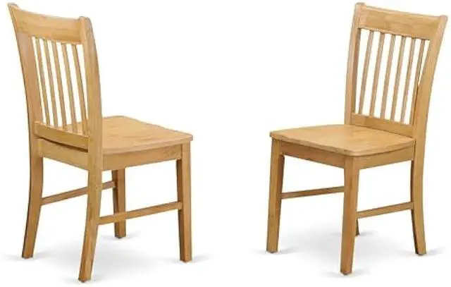 Alt view image 5 of 6 - East West Furniture Norfolk Dining Slat Back Wooden Seat Chairs, Set of 2, Oak, Welcome to consult