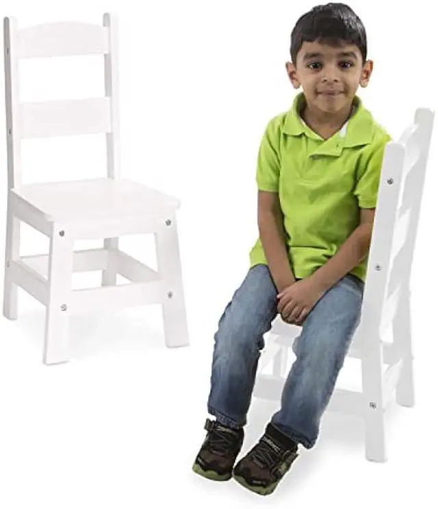 Alt view image 4 of 5 - Melissa & Doug Wooden Chairs, Set of 2 - White Furniture for Playroom - Kid's Play Chairs, Toddler Activity Chairs, Children's Furniture, Welcome to consult