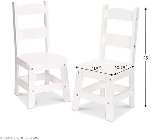 Alt view image 3 of 5 - Melissa & Doug Wooden Chairs, Set of 2 - White Furniture for Playroom - Kid's Play Chairs, Toddler Activity Chairs, Children's Furniture, Welcome to consult
