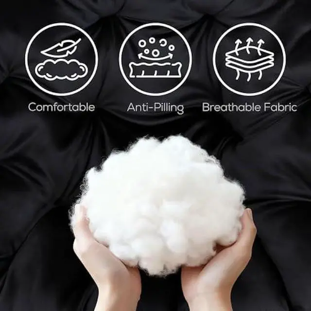 Alt view image 4 of 5 - SUPER DEAL Folding Saucer Chair, Adults Kids Portable Faux Fur Round Chair for Living Room Dorm Room Apartment, Black