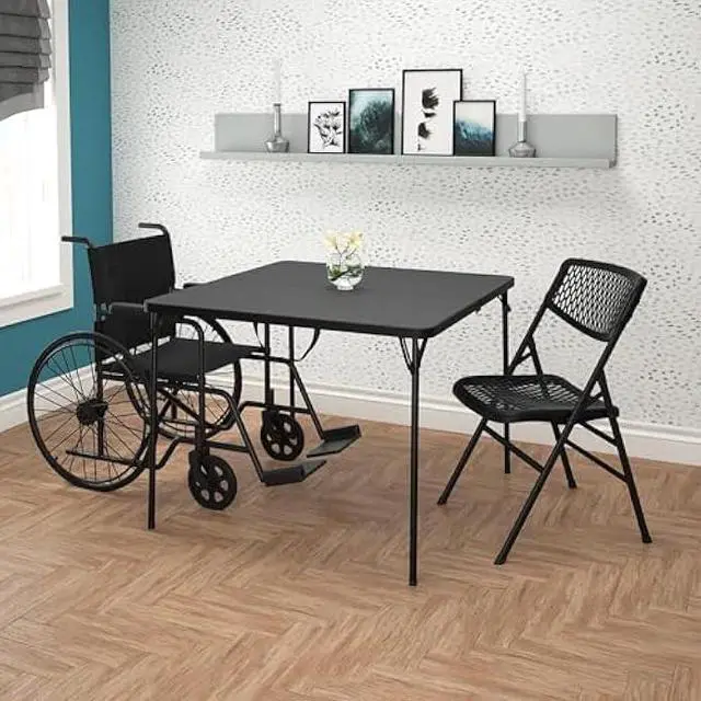 Alt view image 2 of 5 - Cosco XL 38.5 Resin Fold-in-Half Card Table, Black, Wheelchair Accessible, Lightweight, Pinch-Free Locking System