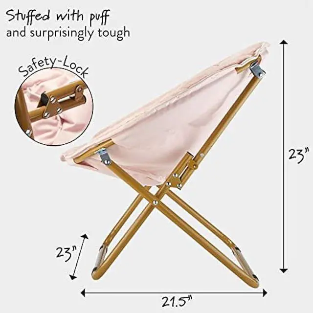 Alt view image 3 of 7 - Heritage Kids Folding Faux Fur Blush with Gold Base 23 Kids Saucer Chair