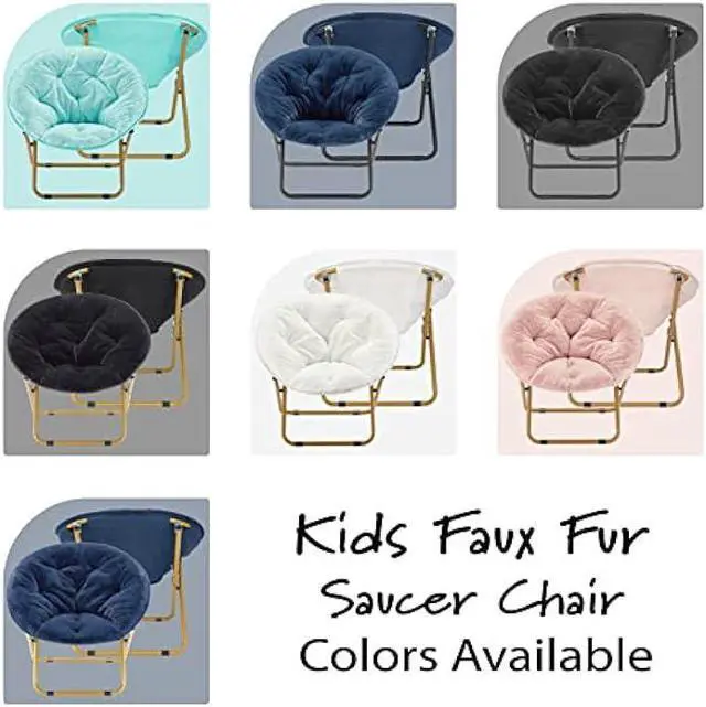 Alt view image 7 of 7 - Heritage Kids Folding Faux Fur Blush with Gold Base 23 Kids Saucer Chair