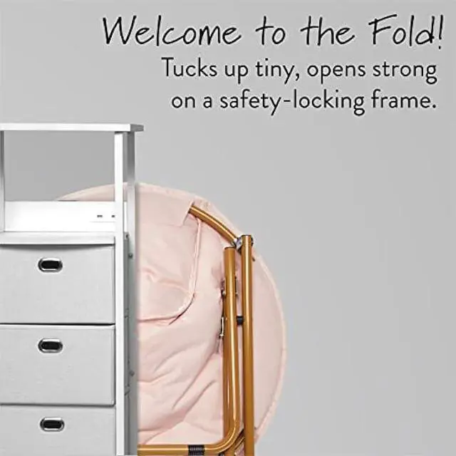 Alt view image 4 of 7 - Heritage Kids Folding Faux Fur Blush with Gold Base 23 Kids Saucer Chair