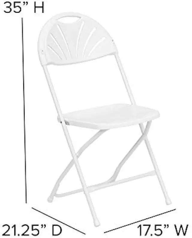 Alt view image 2 of 6 - EMMA + OLIVER 2 Pack 650 lb. Capacity White Plastic Fan Back Folding Chair