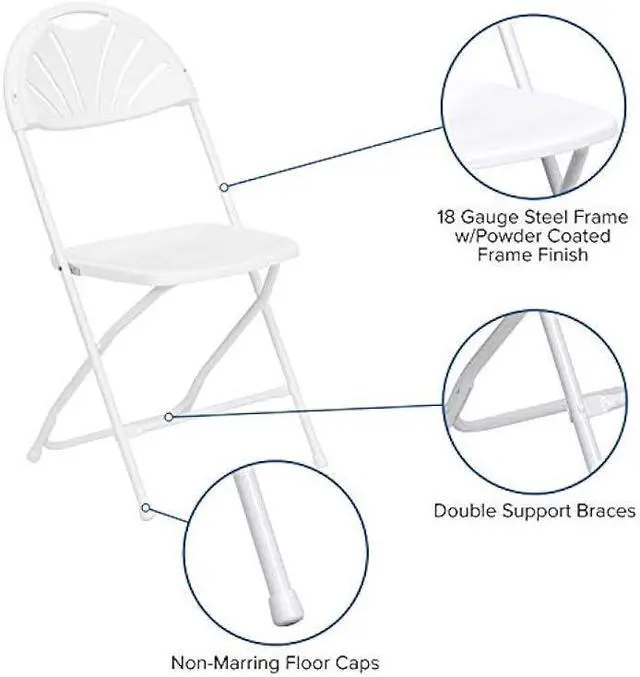 Alt view image 5 of 6 - EMMA + OLIVER 2 Pack 650 lb. Capacity White Plastic Fan Back Folding Chair