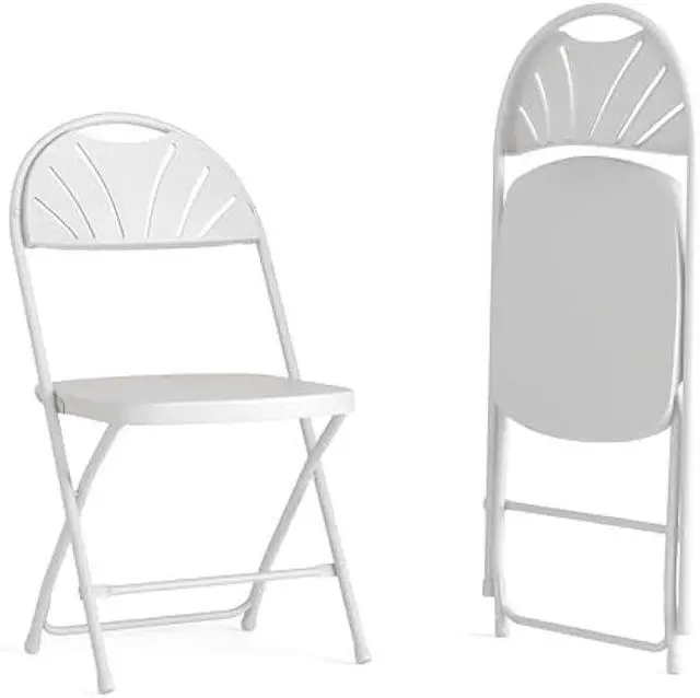Alt view image 3 of 6 - EMMA + OLIVER 2 Pack 650 lb. Capacity White Plastic Fan Back Folding Chair