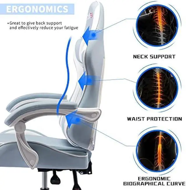 Alt view image 6 of 7 - ALEAVIC Gaming Chair for Adults, High Back Ergonomic Computer Gaming Chair with Headrest and Lumbar Support, Blue