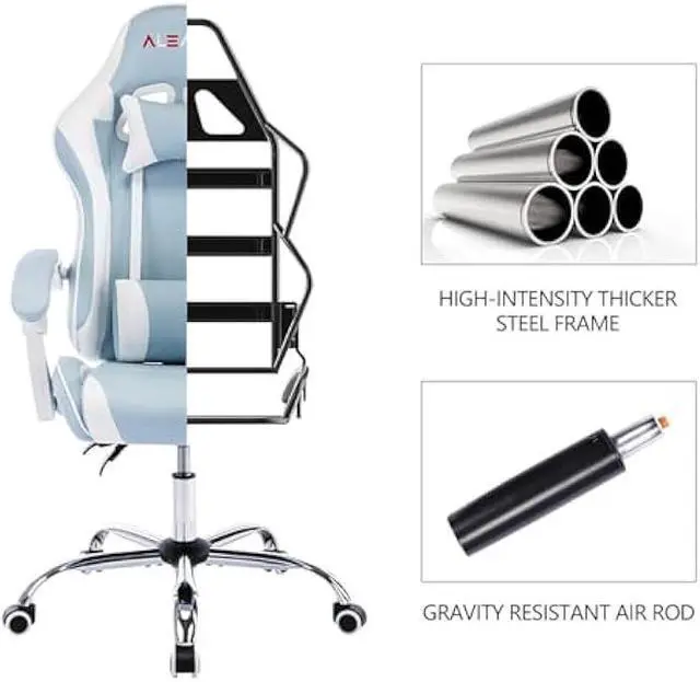 Alt view image 7 of 7 - ALEAVIC Gaming Chair for Adults, High Back Ergonomic Computer Gaming Chair with Headrest and Lumbar Support, Blue