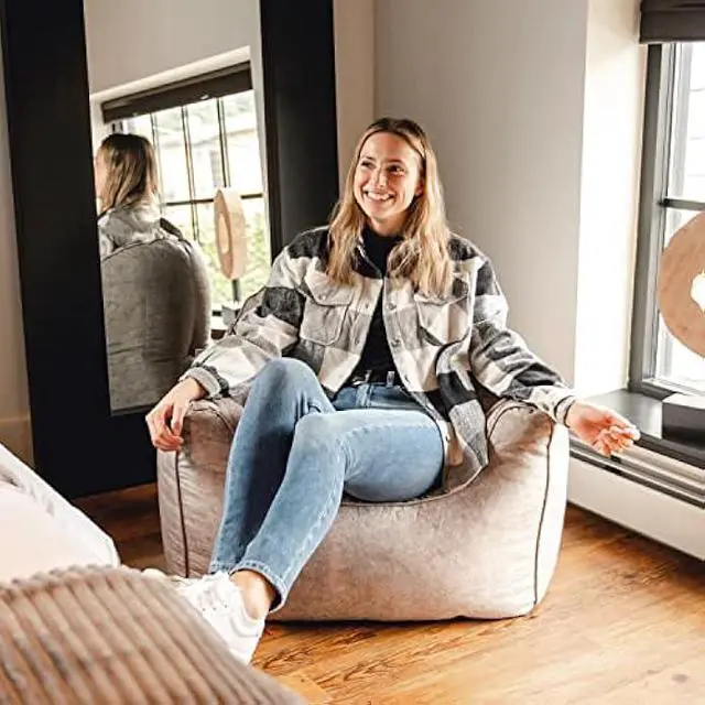 Alt view image 2 of 5 - Big Joe Hug Bean Bag Chair, Gray Hyde, Vegan Suede, 3 feet