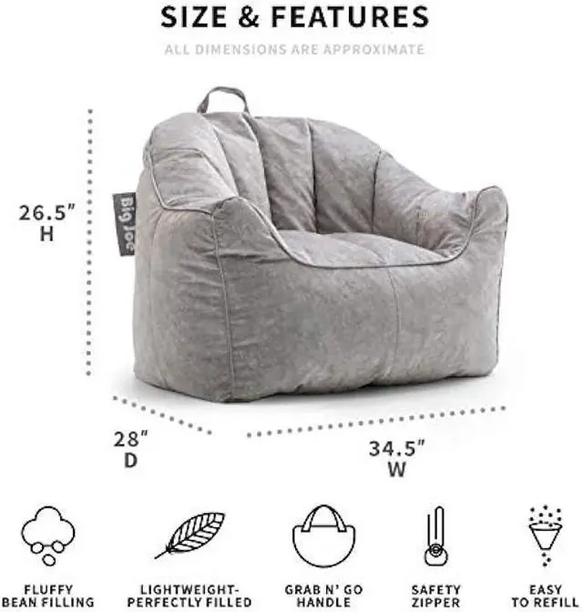 Alt view image 3 of 5 - Big Joe Hug Bean Bag Chair, Gray Hyde, Vegan Suede, 3 feet
