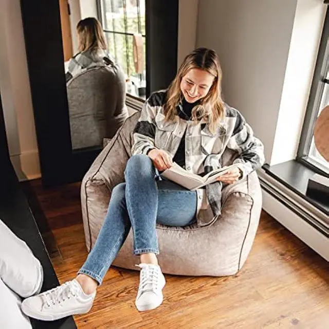 Alt view image 5 of 5 - Big Joe Hug Bean Bag Chair, Gray Hyde, Vegan Suede, 3 feet