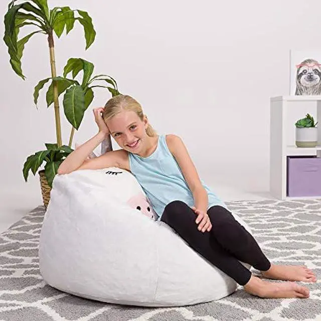 Alt view image 2 of 6 - Posh Creations Cute Soft and Comfy Bean Bag Chair for Kids, Large, Animal - White Unicorn