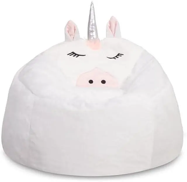 Alt view image 3 of 6 - Posh Creations Cute Soft and Comfy Bean Bag Chair for Kids, Large, Animal - White Unicorn