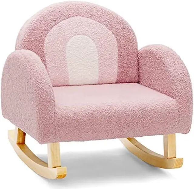 Main image of INFANS Kids Sofa, Toddler Rocking Chair with Solid Wooden Frame, Anti-Tipping Design, Plush Fabric, Children Armchair for Nursery Kindergarten Playroom Preschool, Gift for Boys Girls (Pink)