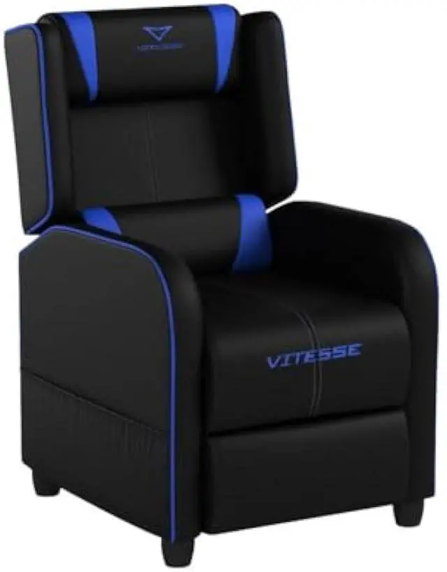 Alt view image 5 of 6 - VITESSE VIT Gaming Recliner Chair Racing Style Single PU Leather Sofa Modern Living Room Recliners Ergonomic Comfortable Home Theater Seating, Blue.